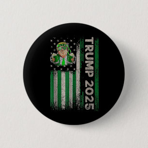 Trump 2025 American Flag Vintage St. Patricks Day 6 Cm Round Badge