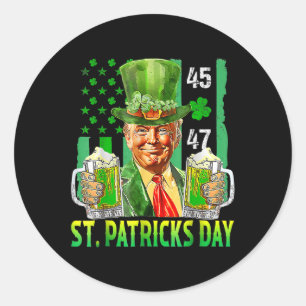 Trump 2025 American Flag Vintage St. Patricks Day Classic Round Sticker
