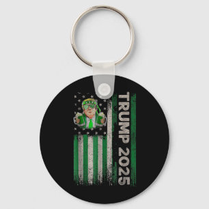 Trump 2025 American Flag Vintage St. Patricks Day Key Ring