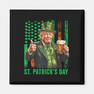 Trump 2025 American Flag Vintage St. Patricks Day Magnet