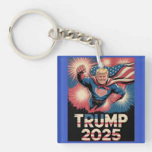 Trump 2025: Patriotic Superhero Tribute Key Ring