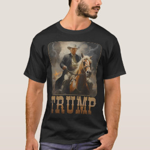Trump 2025 President Cowboy Riding Horse Western U T-Shirt