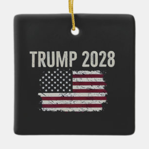 Trump 2028 American Flag Election President  Ceramic Ornament