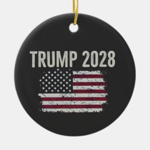 Trump 2028 American Flag Election President Ceramic Tree Decoration