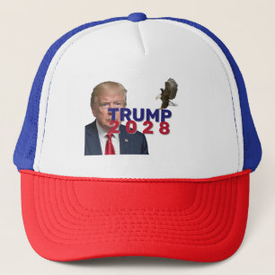 Trump 2028 Text With Bald Eagle Trucker Hat
