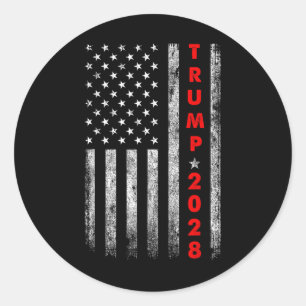 Trump 2028 Vote Donald Trump America Us Flag Vinta Classic Round Sticker