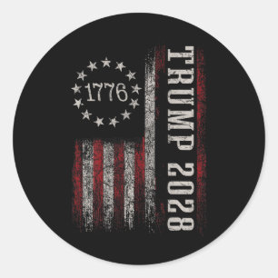 Trump 2028 Vote Donald Trump America Us Flag Vinta Classic Round Sticker