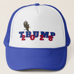 Trump 2028 With Bald Eagle Trucker Hat