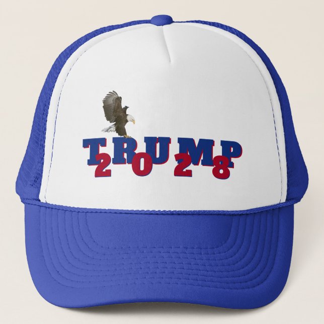Trump 2028 With Bald Eagle Trucker Hat (Front)