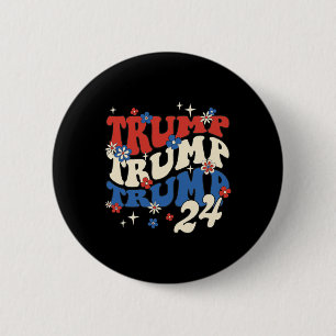 Trump 24 2024 Groovy Retro 6 Cm Round Badge