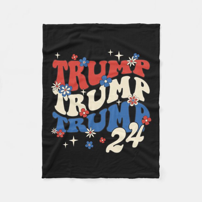 Trump 24 2024 Groovy Retro  Fleece Blanket (Front)