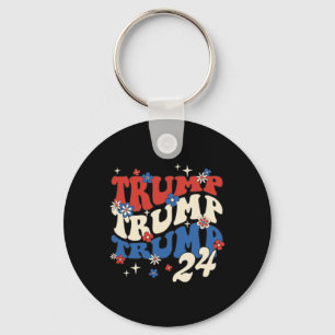 Trump 24 2024 Groovy Retro Key Ring