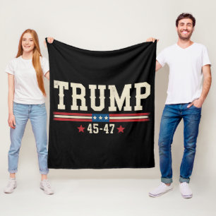 Trump 45 47 American USA Flag Retro Vintage Fleece Blanket