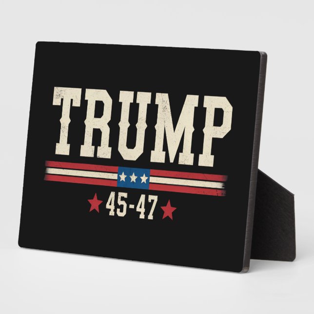 Trump 45 47 American USA Flag Retro Vintage Plaque (Side)