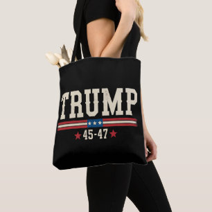 Trump 45 47 American USA Flag Retro Vintage Tote Bag