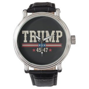 Trump 45 47 American USA Flag Retro Vintage Watch