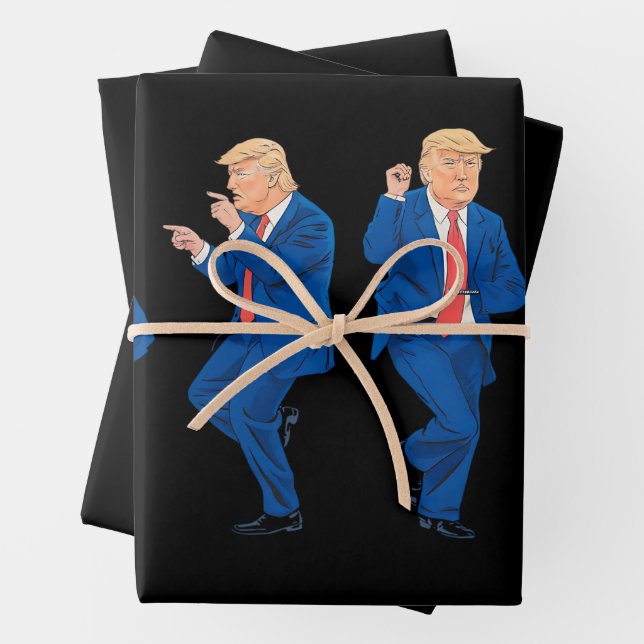 Trump 45 47 Funny Dance Dancing USA President Wrapping Paper Sheet (In situ)