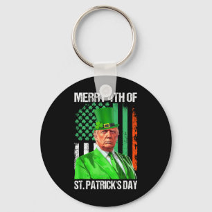 Trump 45 47 Leprechaun Hat Merry 4th Of St Patrick Key Ring