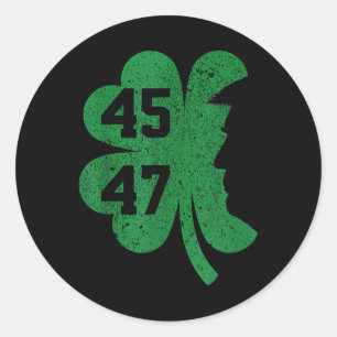 Trump 45 47 President St. Patricks Day Shamrock Lu Classic Round Sticker
