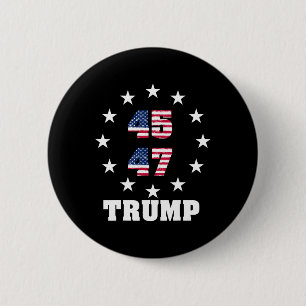 Trump 45 47 President Usa Flag 2024 2025 Winner  6 Cm Round Badge