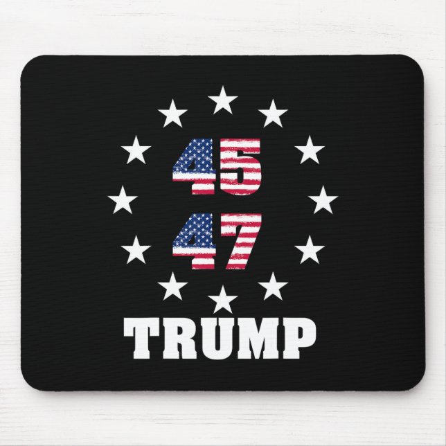 Trump 45 47 President Usa Flag 2024 2025 Winner  Mouse Mat (Front)