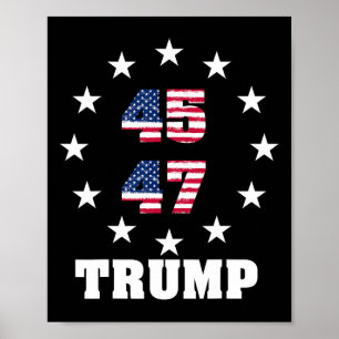 Trump 45 47 President Usa Flag 2024 2025 Winner  Poster