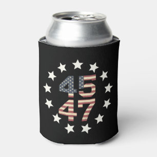 Trump 45 47 Stars Vintage USA American Flag Can Cooler