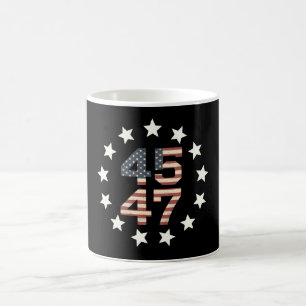 Trump 45 47 Stars Vintage USA American Flag Coffee Mug