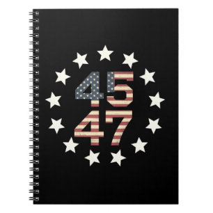 Trump 45 47 Stars Vintage USA American Flag Notebook