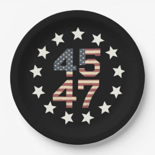 Trump 45 47 Stars Vintage USA American Flag Paper Plate