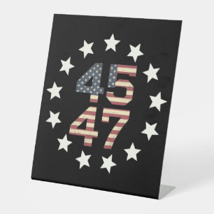 Trump 45 47 Stars Vintage USA American Flag Pedestal Sign