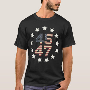 Trump 45 47 Stars Vintage USA American Flag T-Shirt