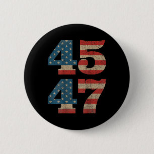 Trump 45 47 Vintage American Flag Retro 4547  6 Cm Round Badge
