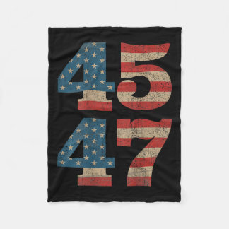 Trump 45 47 Vintage American Flag Retro 4547  Fleece Blanket