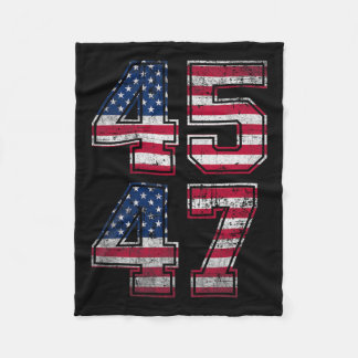 Trump 45 47 Vintage American Flag Retro 4547 Trump Fleece Blanket