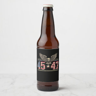 Trump 45 47 Vintage American USA Eagle Flag Beer Bottle Label