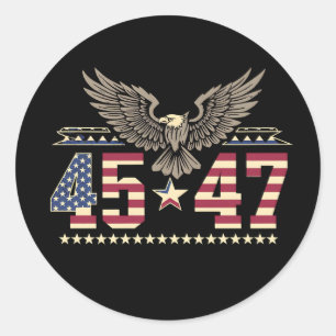 Trump 45 47 Vintage American USA Eagle Flag Classic Round Sticker