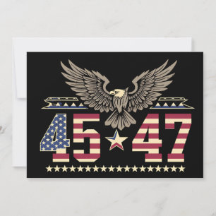 Trump 45 47 Vintage American USA Eagle Flag Invitation