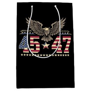 Trump 45 47 Vintage American USA Eagle Flag Medium Gift Bag