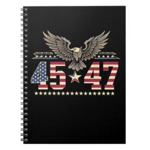 Trump 45 47 Vintage American USA Eagle Flag Notebook