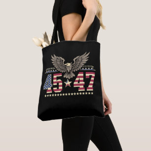 Trump 45 47 Vintage American USA Eagle Flag Tote Bag