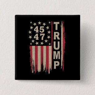 Trump 45 47 Vintage Retro America USA Flag 15 Cm Square Badge