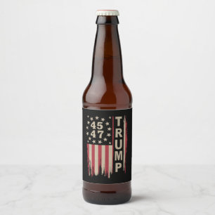 Trump 45 47 Vintage Retro America USA Flag Beer Bottle Label