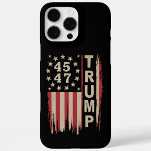 Trump 45 47 Vintage Retro America USA Flag iPhone 16 Pro Max Case