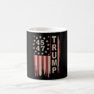 Trump 45 47 Vintage Retro America USA Flag Coffee Mug