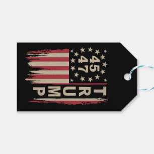 Trump 45 47 Vintage Retro America USA Flag Gift Tags