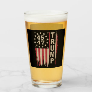 Trump 45 47 Vintage Retro America USA Flag Glass