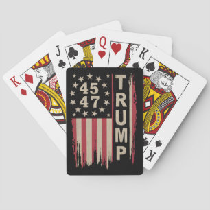 Trump 45 47 Vintage Retro America USA Flag Playing Cards