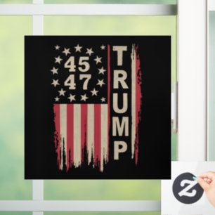 Trump 45 47 Vintage Retro America USA Flag Window Cling