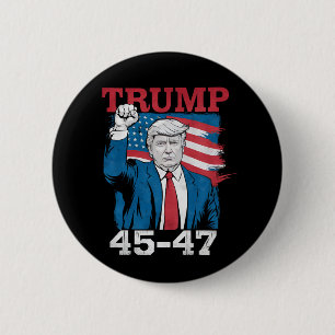 Trump 45 47 Vintage Retro USA American Flag 6 Cm Round Badge